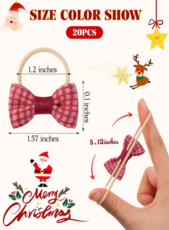 jollybows 20PCS Christmas Red Baby Hair Ties with Bows Small Ponytail Bow Holder Boutique Tiny Rubber Band Elastic Accessories for Kids, Toddlers, and Infants - Image 2